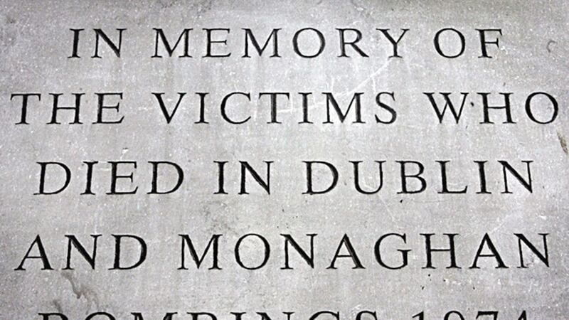 A memorial to those who died in the Dublin and Monaghan bombings stands in Dublin city centre. Picture by Niall Carson, Press Association 
