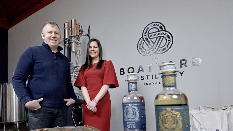 Boatyard Distillery owner Joe McGirr with Jenna Mairs from WhiteRock Capital Partners                               