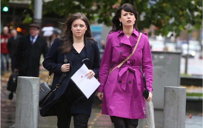 Grainne Teggart of Amnesty International (right) with Jemma Conlon, solicitor for a woman facing prosecution for buying her schoolgirl daughter abortion pills. Picture by Hugh Russell