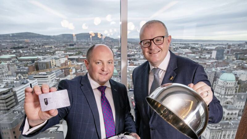 Pictured launching the new Diamond Card are Kingsbridge Private Hospital chief executive Mark Regan (left) with Stephen Meldrum, general manager at the Belfast Grand Central 