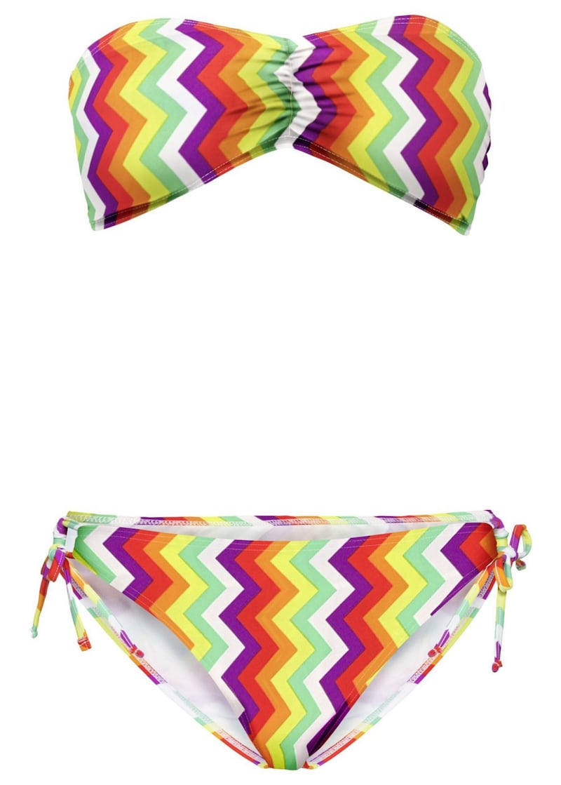 Rainbow Multicolour Chevron Printed Halterneck Bikini, &pound;17.99, available from Swimwear365 