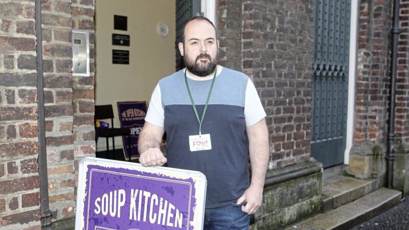 Paul McCusker outside Saint Patrick&#39;s Soup Kitchen on Donegall Street. Picture Matt Bohill 