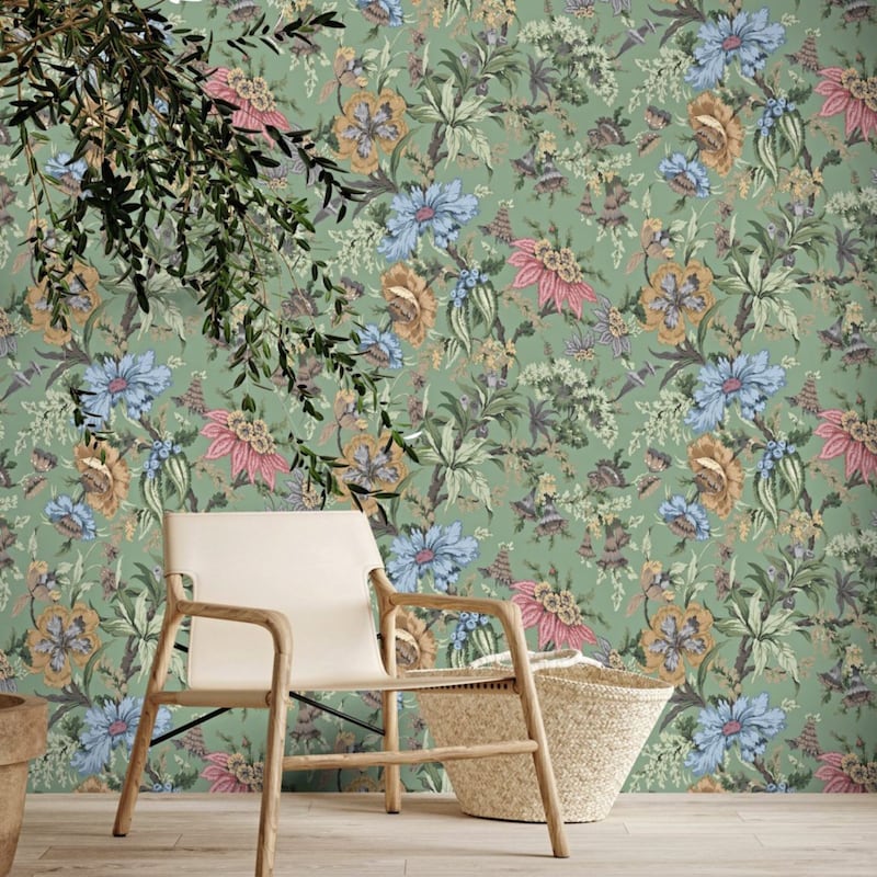 Onism Moss Green Wallpaper, Woodchip and Magnolia 