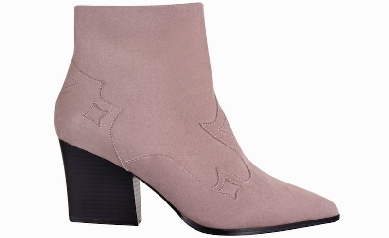 aith Pink Suedette Bestie Block Heel Ankle Boots, &pound;59, Debenhams 