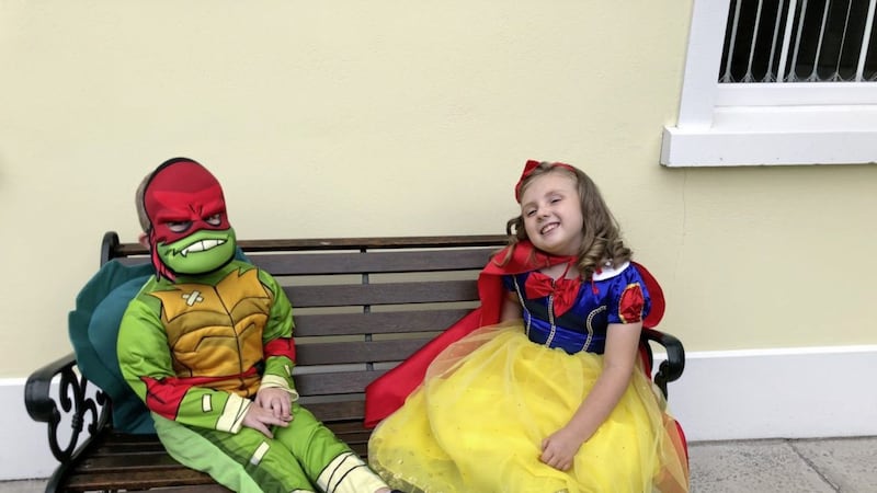 Our little Teenage Mutant Ninja Turtle and Snow White had fun during the fancy dress parade at the Strangford summer festival 