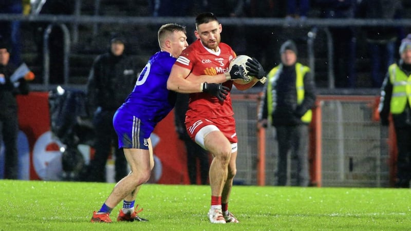 Tyrone captain Padraig Hampsey, shown here against Monaghan, was sent off early in the second half of a chastening home defeat by Dublin. Picture Seamus Loughran 