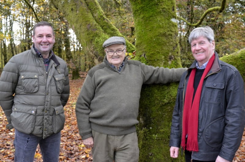 Donald and Jim Whiteside with Joe Mahon in Seskinore Forest