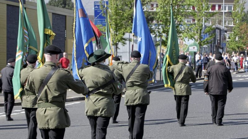 The &#39;D&#39; Company parade made its way to the Garden of Remembrance on the Falls Road in west Belfast 