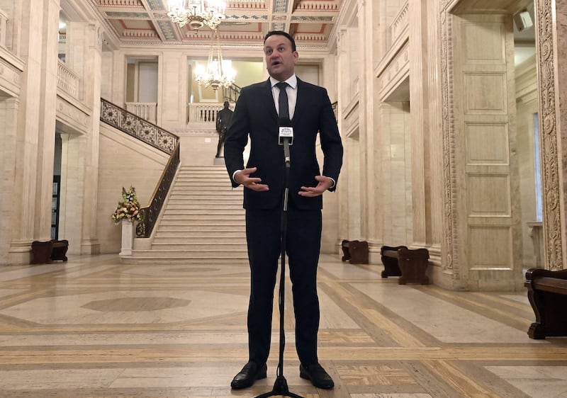 Taoiseach Leo Varadkar addressed reporters in Parliament Buildings in Belfast