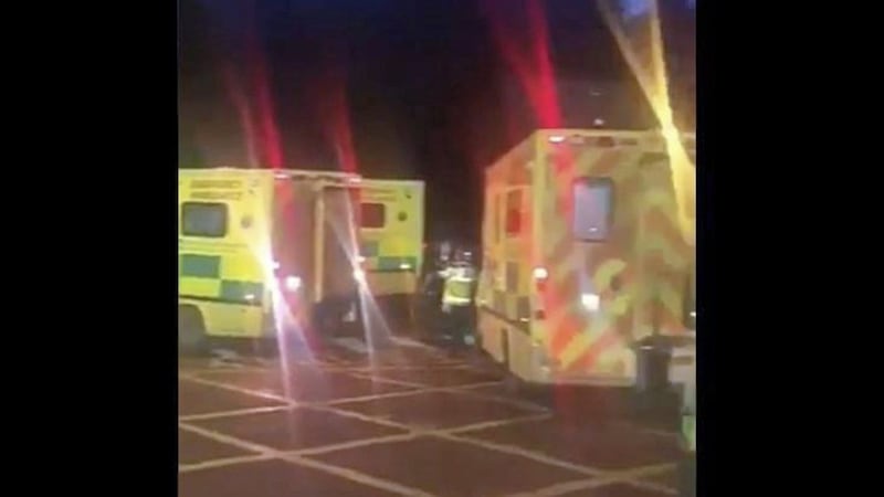Justin McNulty shared video footage of a queue of emergency vehicles outside Daisy Hill Hospital 