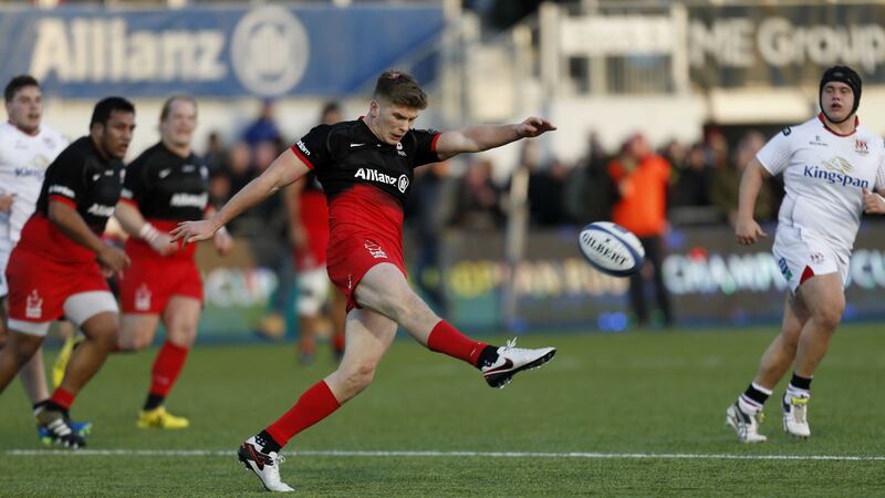 Owen Farrell was inconsistent from the kicking tee but conjured the critical try for Saracens in their 33-17 win over Ulster