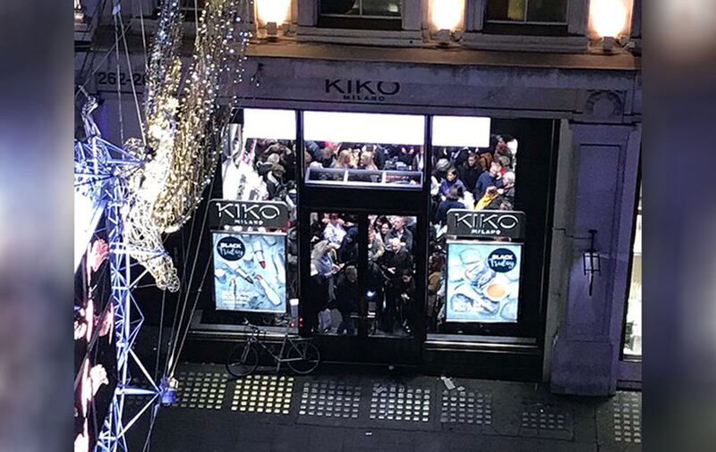 People take cover&nbsp;in Kiko store.&nbsp;Picture by Rob Butcher &amp; PA Wire