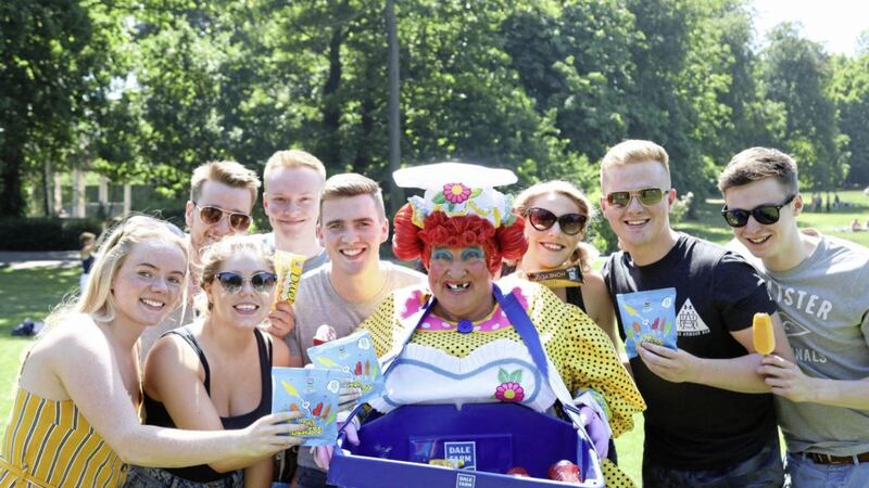 Stars of this year&rsquo;s Grand Opera House Pantomime surprised sunbathers in the Botanic Gardens with Dale Farm ice cream to help them keep cool in the heat 
