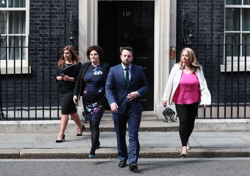 The SDLP delegation leave Downing Street after talks with British Prime Minister Theresa May&nbsp;