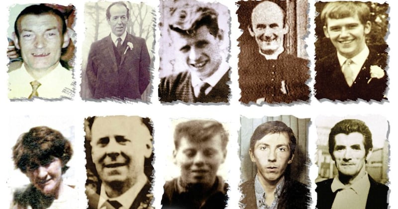 Victims of Ballymurphy shootings include from top row, left: Joseph Corr, Danny Teggart, Eddie Doherty, Fr Hugh Mullan and Frank Quinn. Bottom row, from left: Joan Connolly, John McKerr, Noel Phillips, John Laverty and Joseph Murphy