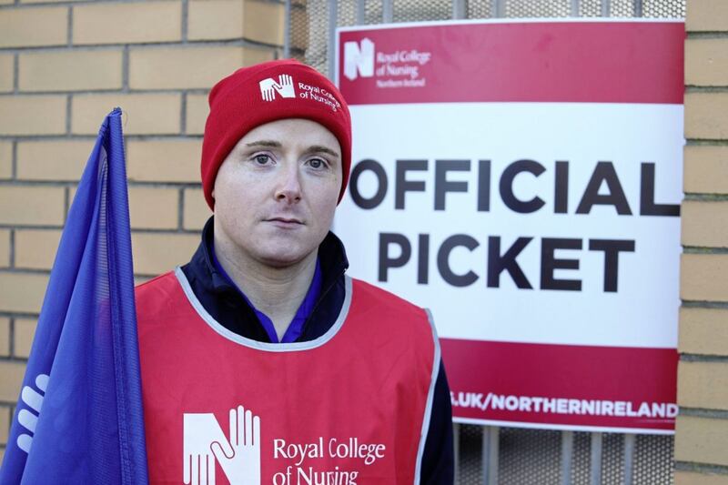 Nurse and RCN member David Ferran took part in yesterday&#39;s walkouts during the second wave of protests over pay and staffing levels. Picture by Mal McCann 