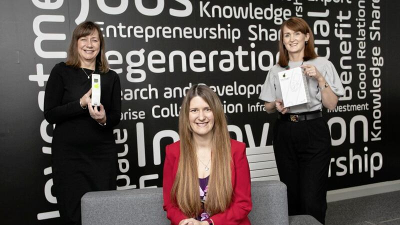 Innovation Factory director, Majella Barkley (front) with Julie Brien (left) and Roisin Molloy (right) of Trimedika. 