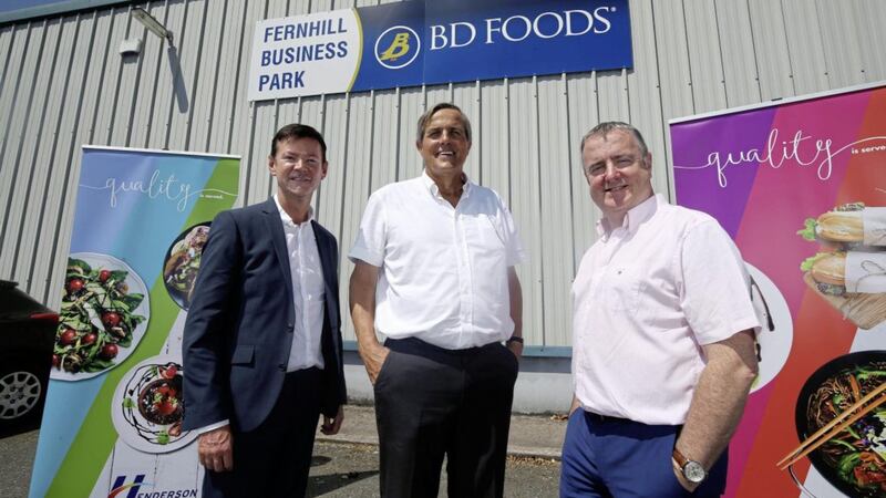 Pictured are: Ron Whitten, chief financial officer, Henderson Group; Paul Bowe, managing director of BD Foods and Damien Barrett, managing director of Henderson Foodservice 