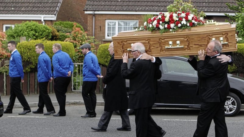 The funeral of Niall O&#39;Hanlon takes place in Magheralin. Picture Matt Bohill. 