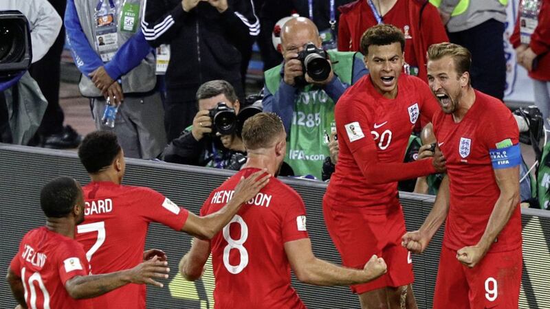 England&#39;s Harry Kane (right) celebrates scoring his side&#39;s first goal of the game from a penalty against Colombia. But do have they the tools to go all the way? 