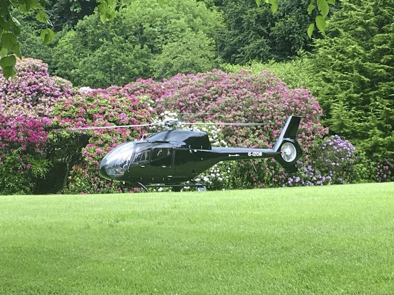 Mr Donegan who was married two years ago arrived at the wedding venue in a helicopter. 