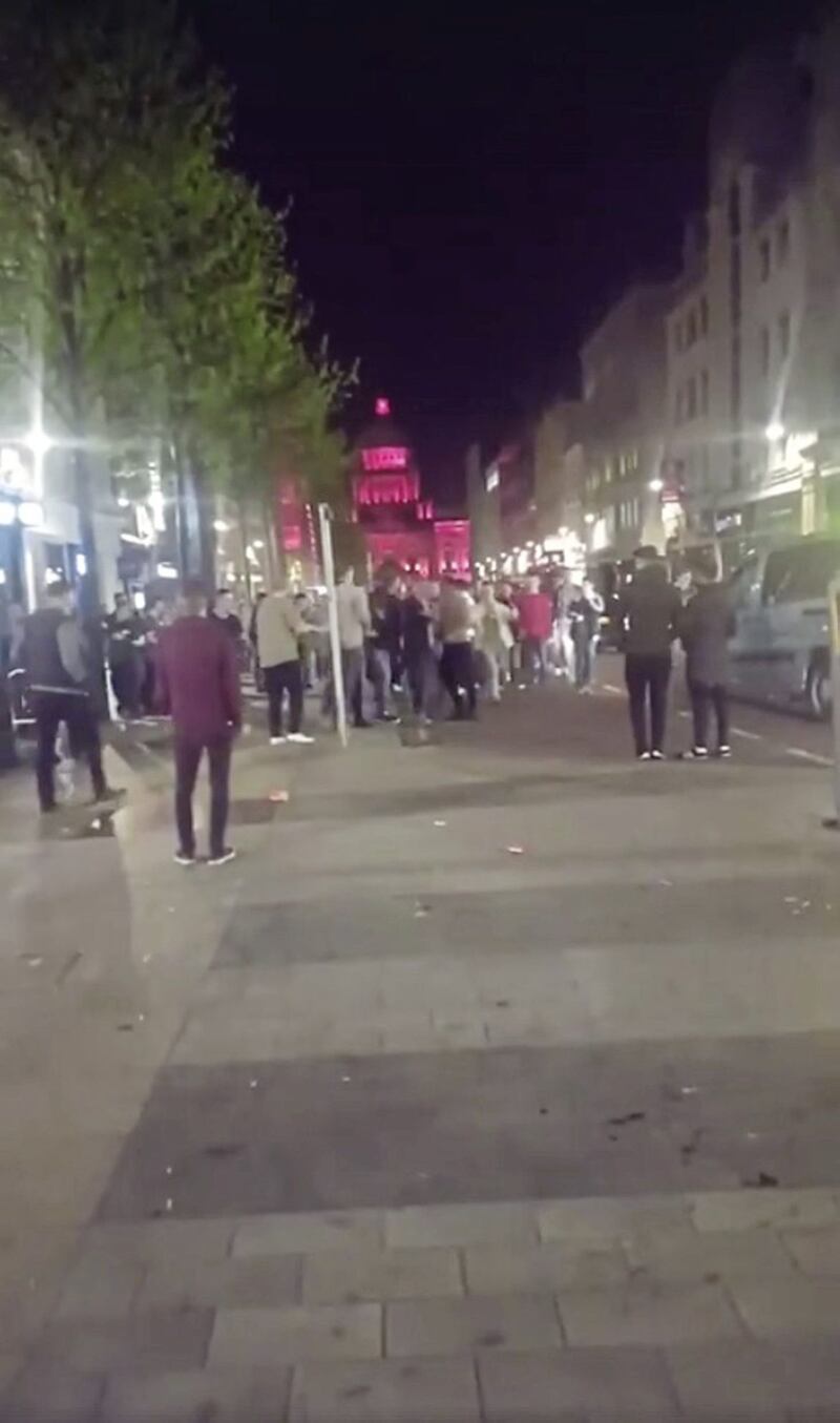 Footage of the brawl in Belfast city centre in which boxer Caoimhin Hynes suffered stab wounds to his face 