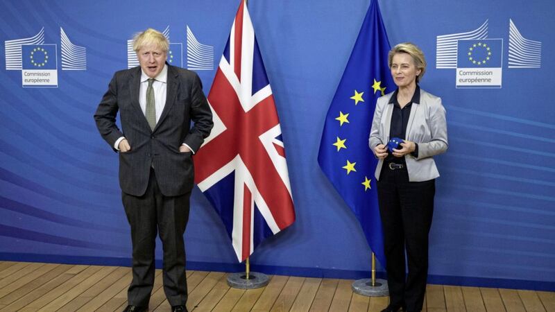 Ireland has become a pawn between two foreign powers, the UK and EU. Pictured are British Prime Minister Boris Johnson and European Commission president Ursula von der Leyen. Photo: Aaron Chown/PA Wire. 