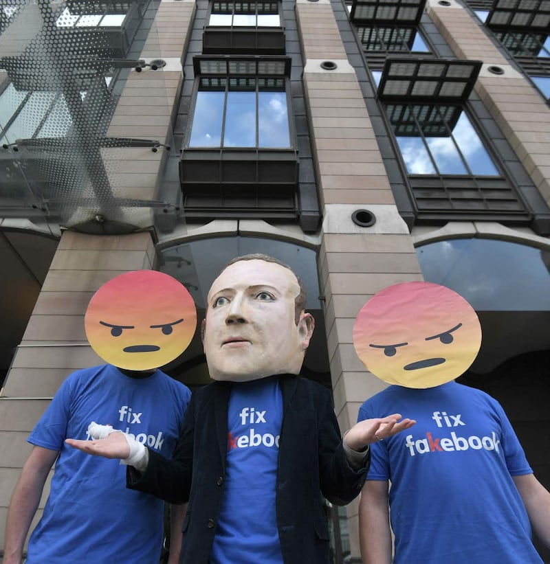 Demonstrators protesting over Facebook's practices