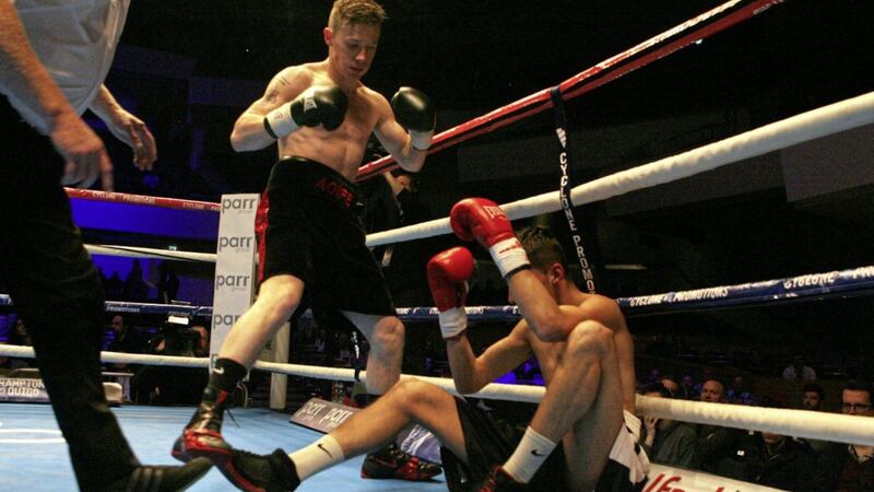 Feargal McCrory makes a winning start to his career against Zsolt Schmitdt at the Waterfront Hall 