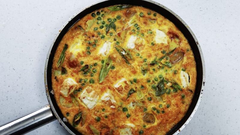 Asparagus and goat&rsquo;s cheese frittata from James St Cookery School 