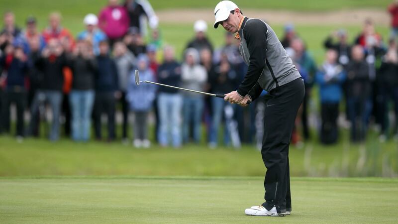 Rory McIlroy putts on the 12th hole during day four of the Irish Open at The K Club, County Kildare