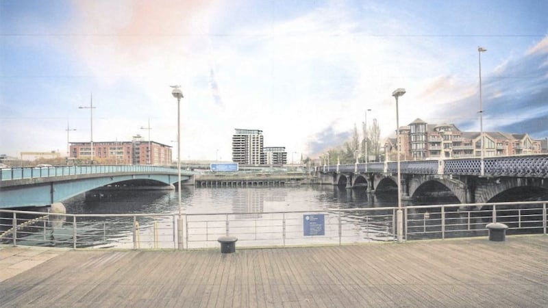 How the new apartment scheme will look from the city centre side of the Lagan. 