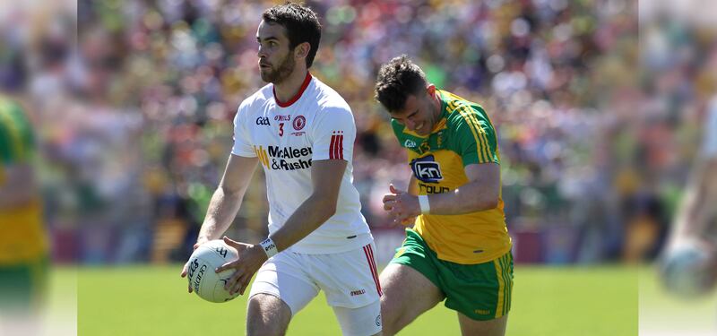 Ronan McNamee gets away from Donegal's Patrick McBrearty