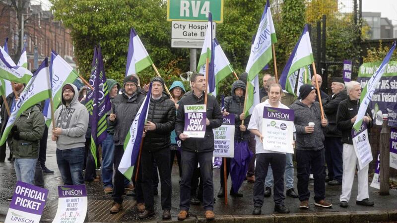 Unison&#39;s healthcare members took strike action last November.    Picture Mark Marlow. 