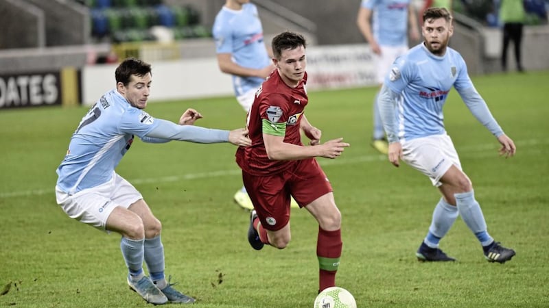 Michael McCrudden grabbed a hat-trick for Cliftonville in Saturday&#39;s big win over Warrenpoint at Milltown Picture by Colm Lenaghan/Pacemaker 