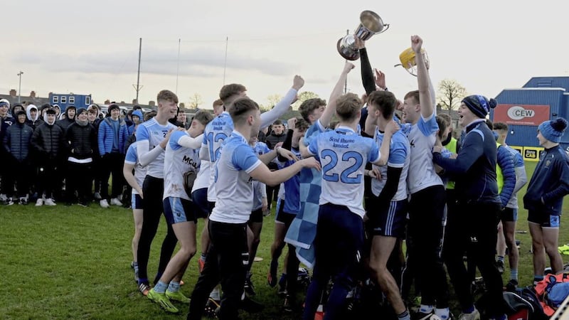 The St Mary&#39;s, Magherafelt pictured celebrating their Casement Cup success - and now all eyes are on All-Ireland glory 