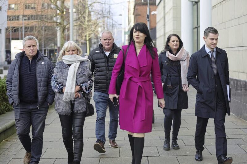 The family of Aidan McAnespie on the way into court. Picture by Hugh Russell 