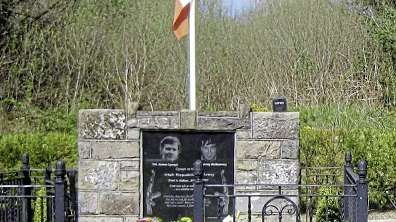 A previous monument dedicated to two IRA men killed at Loughgall 