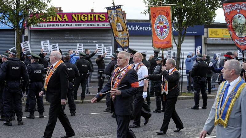 The Orange Order march up the Crumlin Road in north Belfast. Picture by Mal McCann 