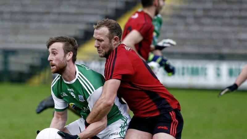 Ciaran Corrigan (left) completed Fermanagh's comeback against Roscommon.<br /> Pic Philip Walsh