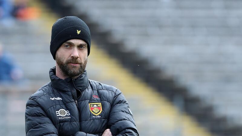 Down Manager Conor Laverty standing at the warm-up in their Ulster SFC semi-final loss against Armagh