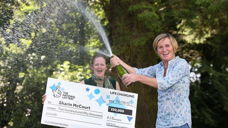 Festival loving Sharin McCourt (42) from Derry celebrated with her best friend, also called Sharon, after she scooped a life-changing &pound;250,000 on a National Lottery scratchcard.  Sharin bought two Blue &amp; Green Scratchcards from the National Lottery GameStore when shopping for some groceries at her local Mace.  It wasn&rsquo;t until she got home and unpacked her items that she remembered about the scratchcards so began to scratch them. &ldquo;The first one wasn&rsquo;t a winner,&rdquo; she said.  &ldquo;But the second one, well that revealed three amounts of &pound;250,000!&rdquo;  Sharin is an avid festival goer so it&rsquo;ll be VIP all the way to her favourite festivals this year. She also plans to buy her life-long friend, Sharon, a new car and new wellington boots to keep their feet dry.  