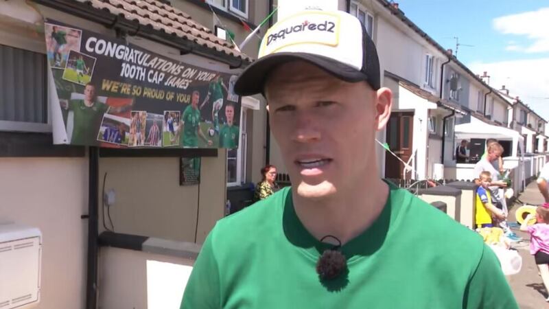 A street party was held in honour of James McClean on Saturday. Picture from UTV