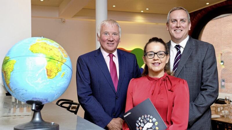 Pictured at the launch of the Deloitte report are: Sir Malcolm McKibbin, Deloitte associate; Jackie Henry, senior partner at Deloitte NI; and Richard Moore, senior manager in consulting at Deloitte NI. 