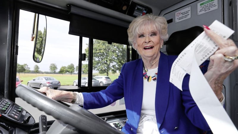 Former racing driver Rosemary Smith at the Launch of Dublin Buses &quot;Give it a Spin&quot; recruitment drive for female bus drivers at Phoenix Park. Picture: Niall Carson/PA 