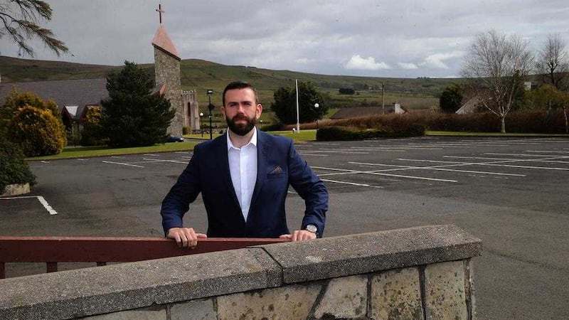 The SDLP&#39;s Connor Duncan at St Mary&#39;s Church, Glenravel. Picture by Hugh Russell 