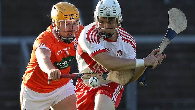 Armagh's Aaron Fox with Derry's Cormac O'Doherty.&nbsp;Pic Philip Walsh&nbsp;