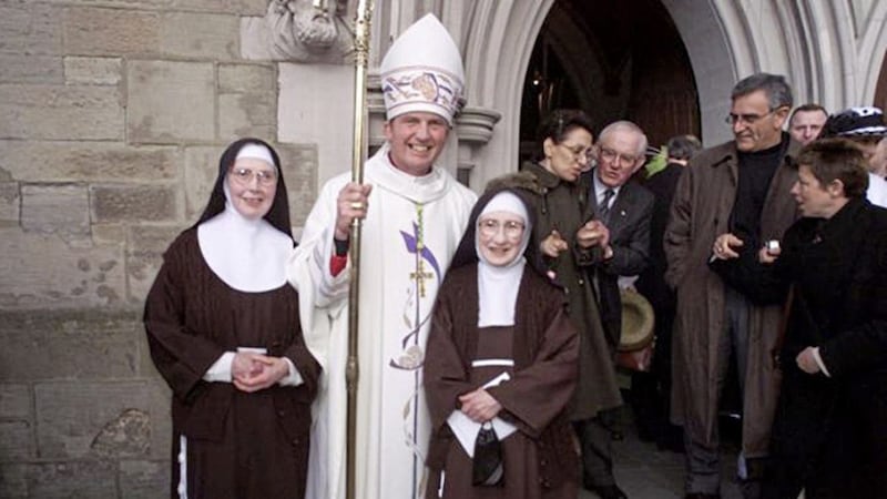 Sr Paschal (left) with Bishop Donal McKeown 