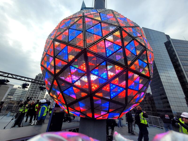 The New Year’s Eve ball in New York’s Times Square (Julie Walker/AP)