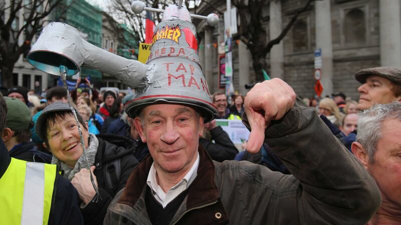 Activists take part in a Right2Water demonstration against water charges in Dublin. Picture by&nbsp;Niall Carson, Press Association
